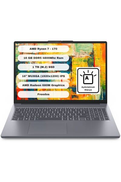 LENOVO IdeaPad Slim 3 16ARP10 83K80084TR AMD Ryzen 7 170 16GB 1TB SSD 16 inch...