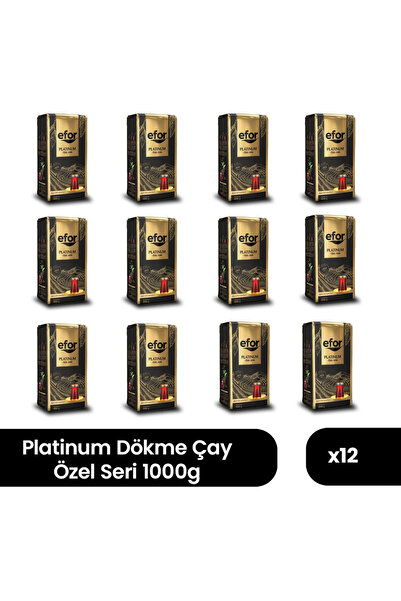 EFOR ÇAY Efor Platinum Siyah Dökme Çay Özel Seri 1.000 Gr X 12 Adet