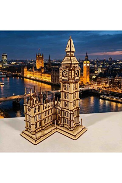 Choice WHITE 1 Wooden DIY Big Ben Clock, a Creative 3D Jigsaw Puzzle, Ideal a...
