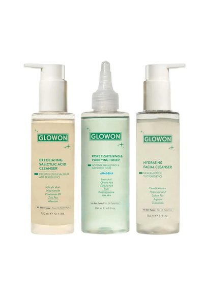 GLOWON Pore ​​Firming & Cleansing 3-Piece Advantageous Care Set with Aha/Bha Content