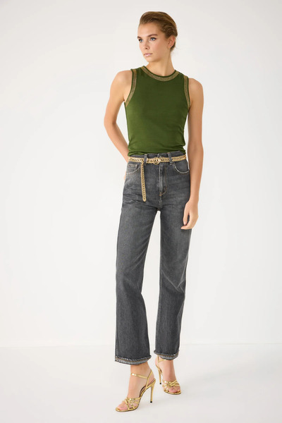 No Matter What Stone Detailed Zero Sleeve Slim Fit Bodysuit