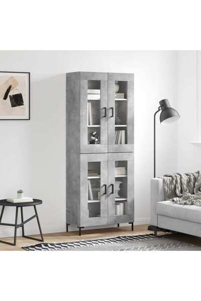 Concept Dulap înalt, gri beton, 69,5x34x180, lemn compozit