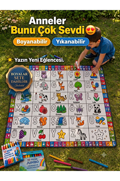 Genel Markalar Eğitici Yıkanabilir Tekrar Boyanabilir Çocuk Odası Oyun Matı B...