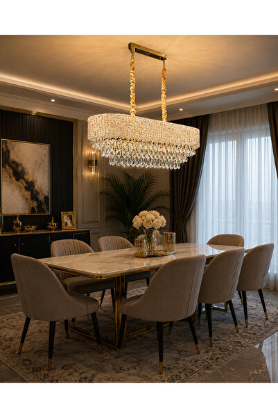 Led OVAL KRİSTAL LÜX SALON AVİZE