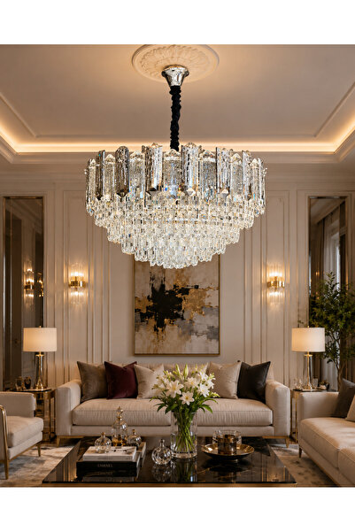 Led 60 CM KRİSTAL LÜX SALON AVİZESİ