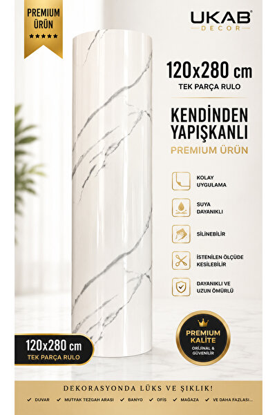 UKAB DEKOR 1 Adet 120x280 Cm Tek Parça Rulo Dekoratif Lüks Desen Kendinden Ya...