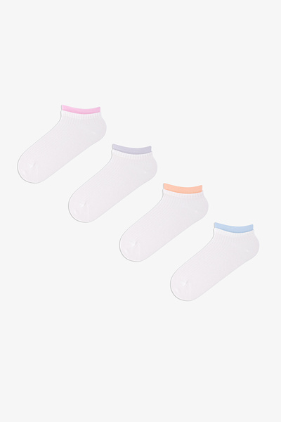 Penti 4 Paar nahtlose, farbige Knöchelsocken aus Baumwolle mit detaillierten ...