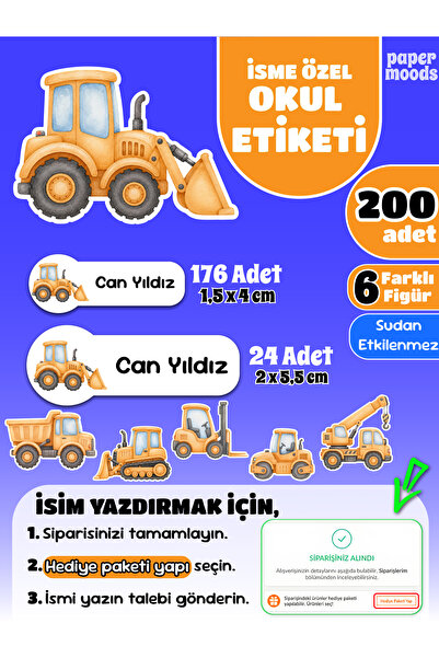 papermoods İsim Yazılabilen Okul Etiketi, Kalem Etiketi Defter Etiketi İş Mak...