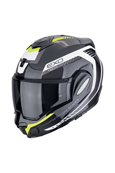 Scorpion Exo-Tech Evo Carbon Cosy Çene Açılabilir Motosiklet Kaskı Siyah Sarı