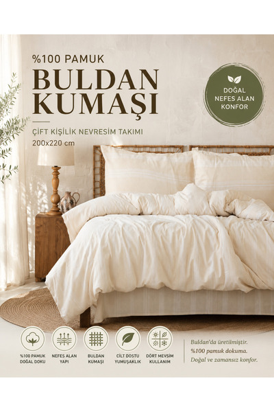 Afil Collection %100 Pamuk Buldan Kumaşı Çift Kişilik Nevresim Takımı 200x220...