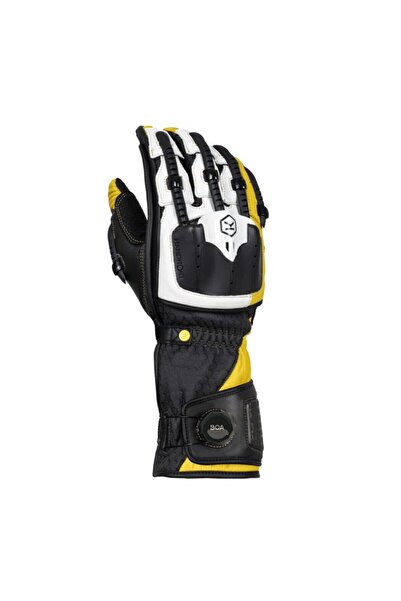 Knox Handroid MK5 Korumalı Deri Motosiklet Eldiveni Siyah Sarı