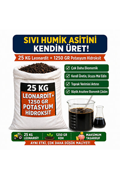 LEONARDİT Sıvı Humik Asit Yapımı İçin ve Potasyum Hidroksit Seti - 100 Litrel...