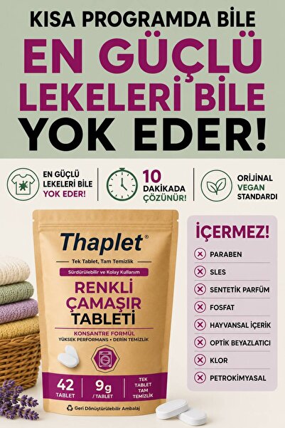 Thaplet Renkli Çamaşır Deterjanı Tableti Ultra Etkili 42 Adet Tablet