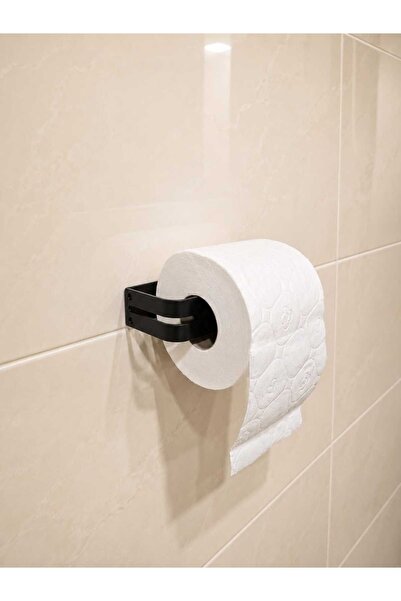 edil tasarim Metal Toilet Paper Holder, Adhesive, Gold & Black Color