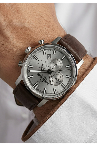 Daniel Klein Exclusive Dark Brown Leather Watch for Men DK.1.14229-1