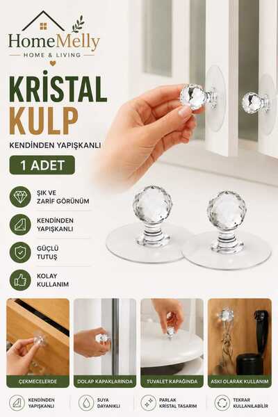 btm home 1 Adet Kendinden Yapışkanlı Dolap & Çekmece Kulpu – Pratik Mobilya T...