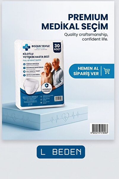 Bozan Yavuz Medical Sağlık Ürünleri Yetişkin Hasta Bezi Külotlu 30 Adet Büyük...