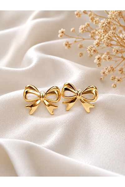 ankadizayn Gold Ribbon Detail Earrings