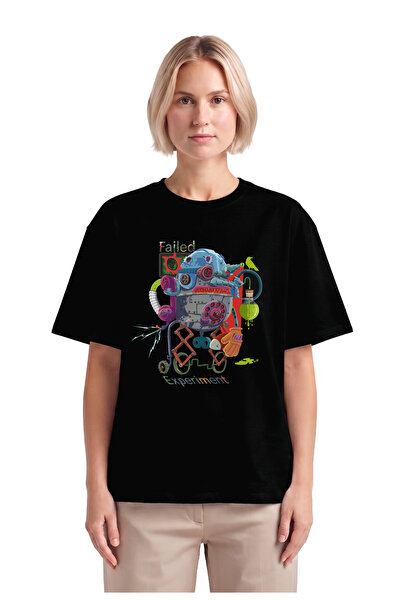 Robot Failed Experiment DTF Baskılı T Shirt - Kadın