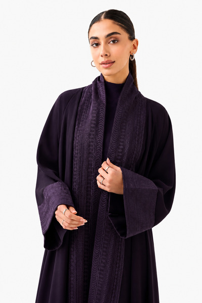 Azria Fashion Classic Threadwork Abaya - Purple