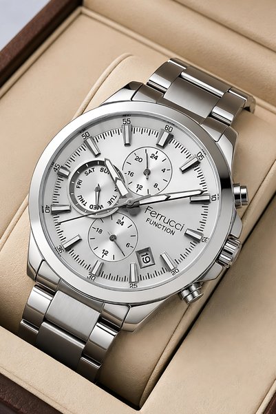 Ferrucci Function Men's Wrist Watch with Silver Color Case and Silver Color Steel Band Zmfer063