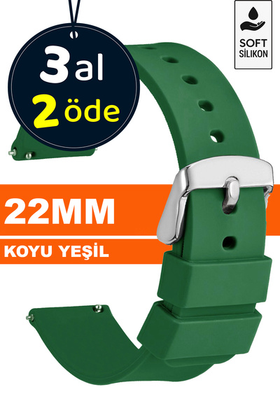 Trendburada 22mm Saatlerle Uyumlu Soft Silikon Saat Kordonu Kayışı