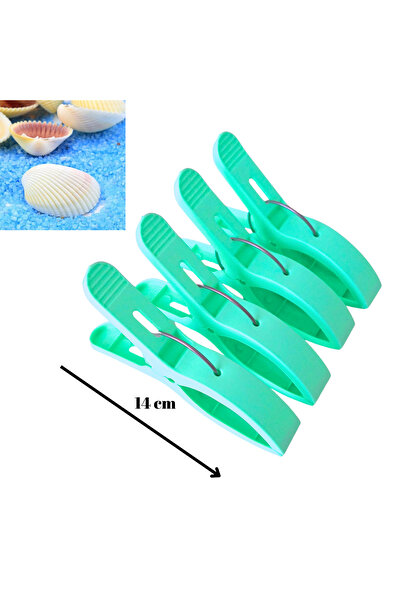 Frater Home Turkuaz 4'lü Büyük Boy (14 CM) Plaj Havlu Mandalı Plaj Havlu Tutu...