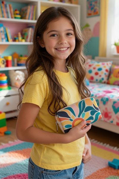 United Fabrics Children's Pencil Case - Printed Patterned Faux Leather Pencil Holder - Special Pencil Bag for Kids