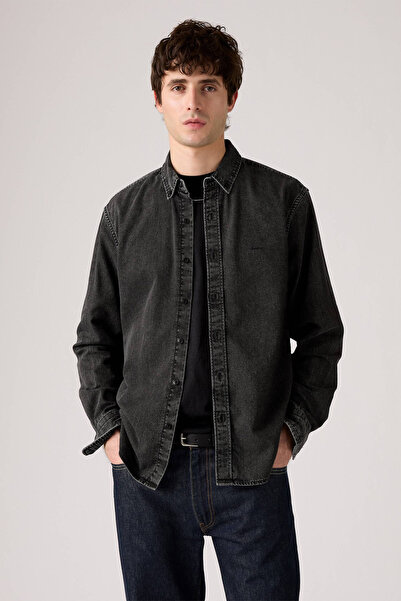 Levi's قميص جينز أسود أصلي للرجال بأزرار أمامية-A7210-0038