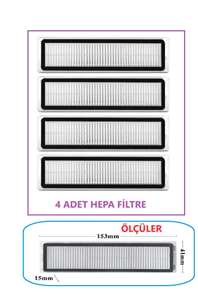 LİN GRUP Dreame D9 Max D10S Pro - 4 kompatibilna HEPA filtera