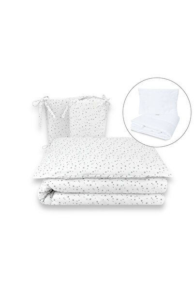 MimiNu Lenjerie patut cu 5 piese, MimiNu, Pentru patut 120x60 cm, Cu pilota s...
