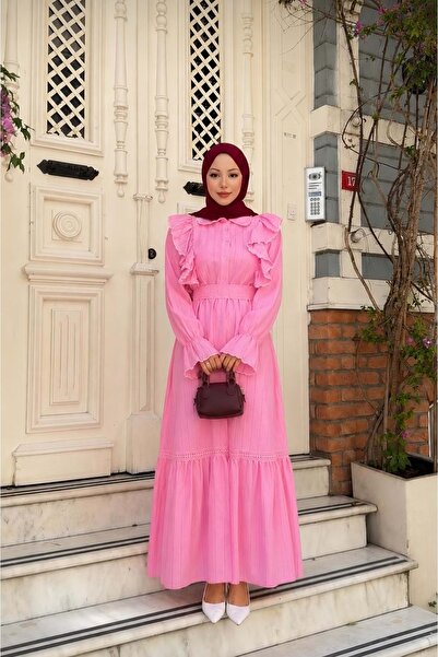 Beray 26Y93019 ELBİSE FIRFIRLI FİSTO DETAYLI PEMBE