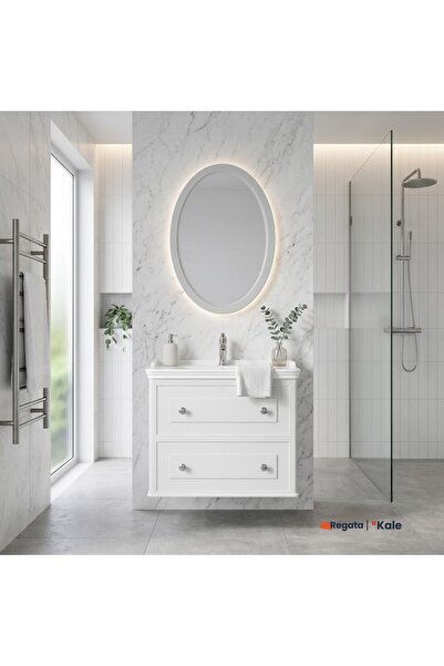KALE Miro 80 Cm Mat Beyaz Banyo Dolabı Takımı