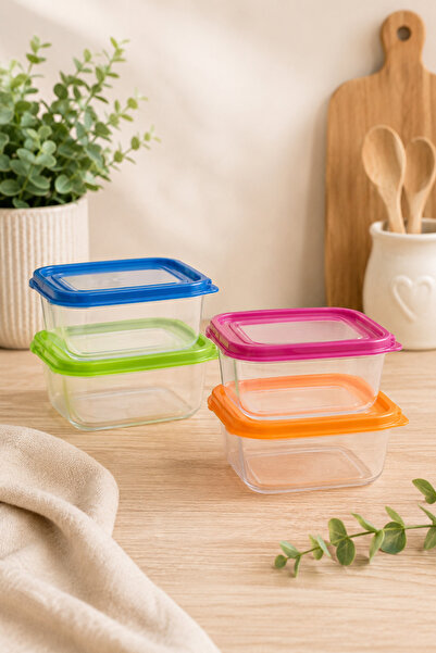 PUPSI Set 4 Caserole pentru Depozitare Alimente cu Capace Colorate, Recipient...