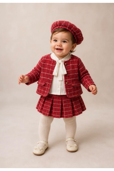 MixMax Bebe Baby Girl Jacket Skirt Blouse Hat Chanel Fabric Glitter Premium 4...