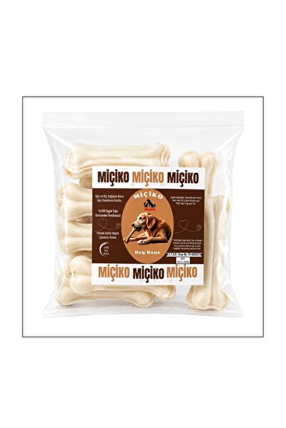 Miçiko Köpek Diş Kaşıyıcı Diş Sağlığı Beyaz Kemik 12'li Paket (7.5CM)