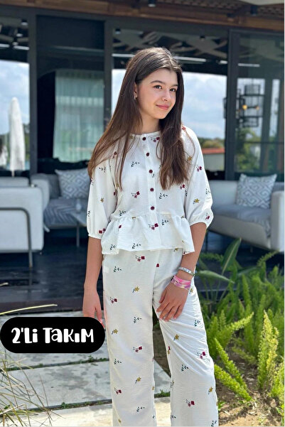 Hilal Akıncı Kids Devojčin cvet Vezena set