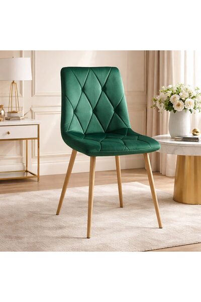 Artool Scaun bucatarie/living, Artool, Libra, catifea verde, picioare metal n...