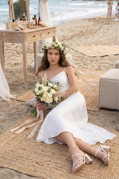 PICO fashion Degaje Collar Long Satin Nightgown-Bridal & Honeymoon Collection