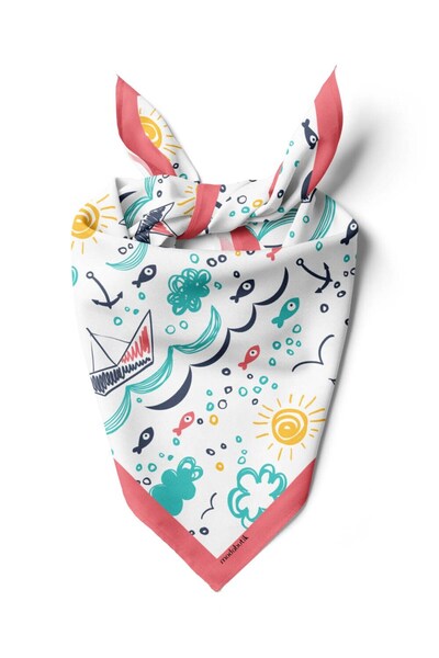 Vissona Violla G69 Kadın Kayık Desenli 50x50 Bandana HYL DG0787-22