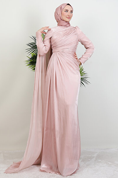 Lamia Giyim Burcu Tesettür Abiye Soft Pembe