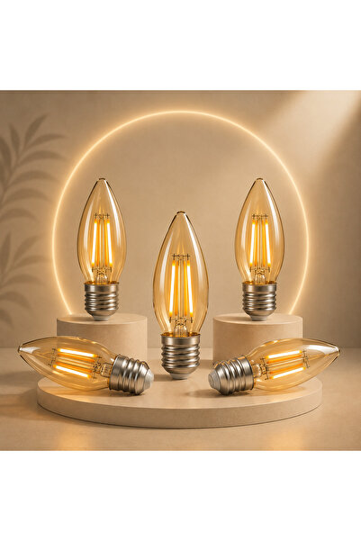 ORBUS Dekoratif Ampul E27 Amber Sarı Işık 4w Led Ampul 5'li