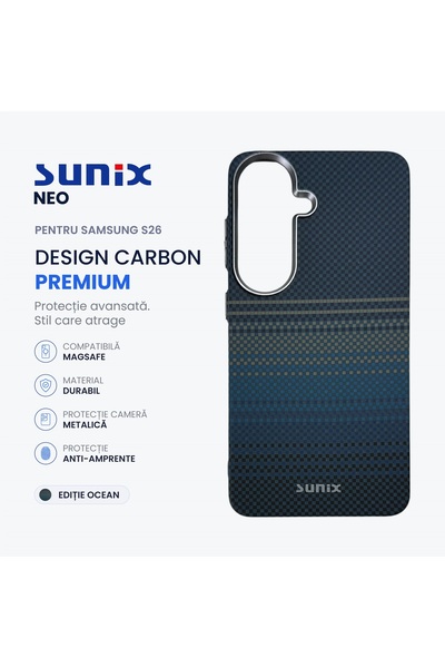 Sunix Husa Neo pentru Samsung S26 S942, Compatibila MagSafe, Design Carbon Pr...