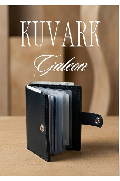 KUVARK محفظة جلدية للرجال من جاليون متعددة الأقسام وشفافة - حامل بطاقات العمل...