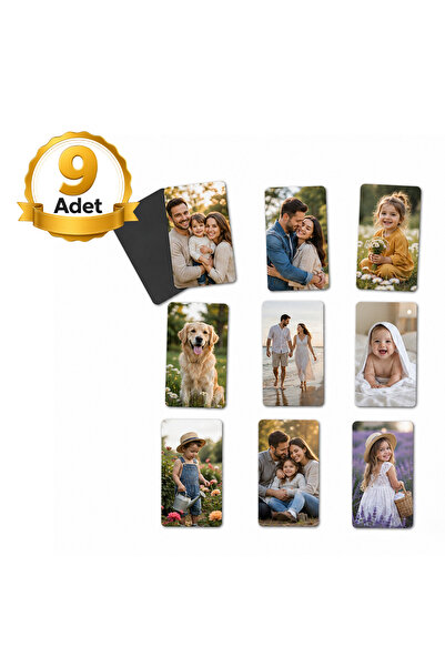 Hediye Baskıcı Kişiye Özel Fotoğraflı Buzdolabı Magneti 6x9 cm 9 Adet - Düğün...