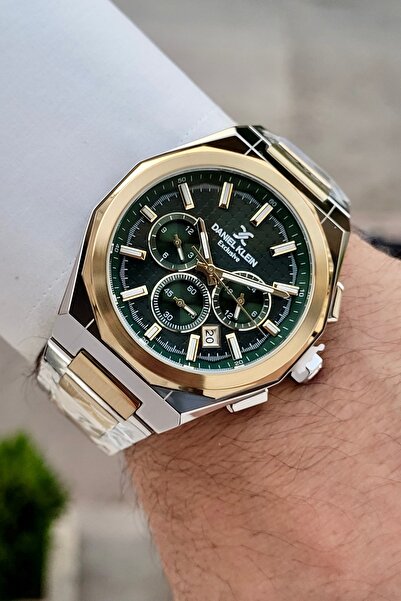 Daniel Klein Kadranı Yeşil Kordonu Sarı Silver Renk 24 Ay Garantili 44 Mm Erk...