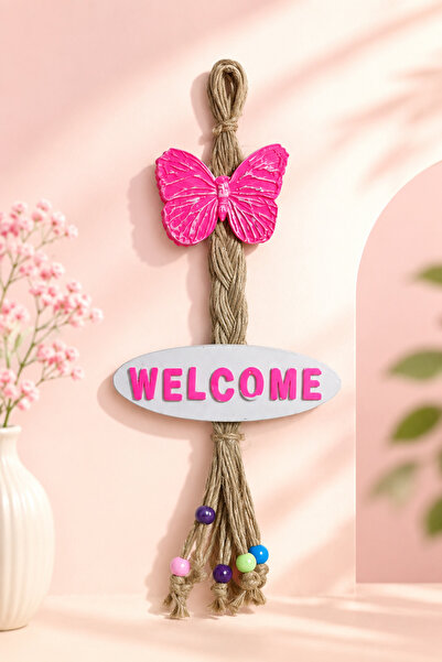 Uğur Kelebek Dekoratif Welcome Kapı Duvar Süsü