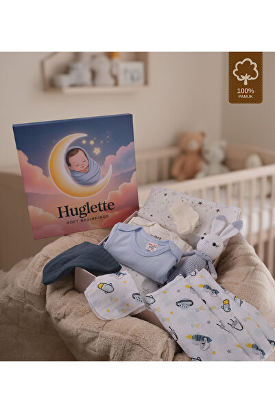 Huglette Nova - Premium Newborn Baby Boy Set – Amigurumi + Muslin Blanket + 2...