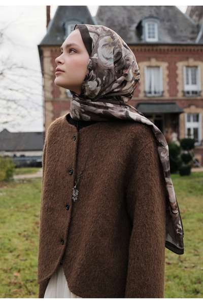 Freshscarfs Sweet Vanilla Desenli Pamuk Viskon Şal Kahve