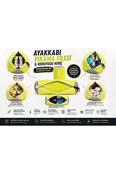 solingensport Fermuarlı Ayakkabı Yıkama Torbası – Koruyucu Fileli Hurç